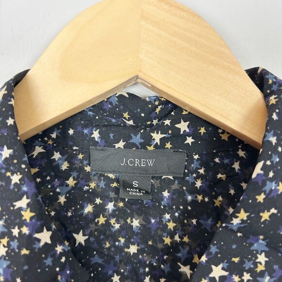 J.Crew Star Print Sheer Silk Chiffon Button Down Shirt Blouse Size Small Women's - Picture 4 of 4